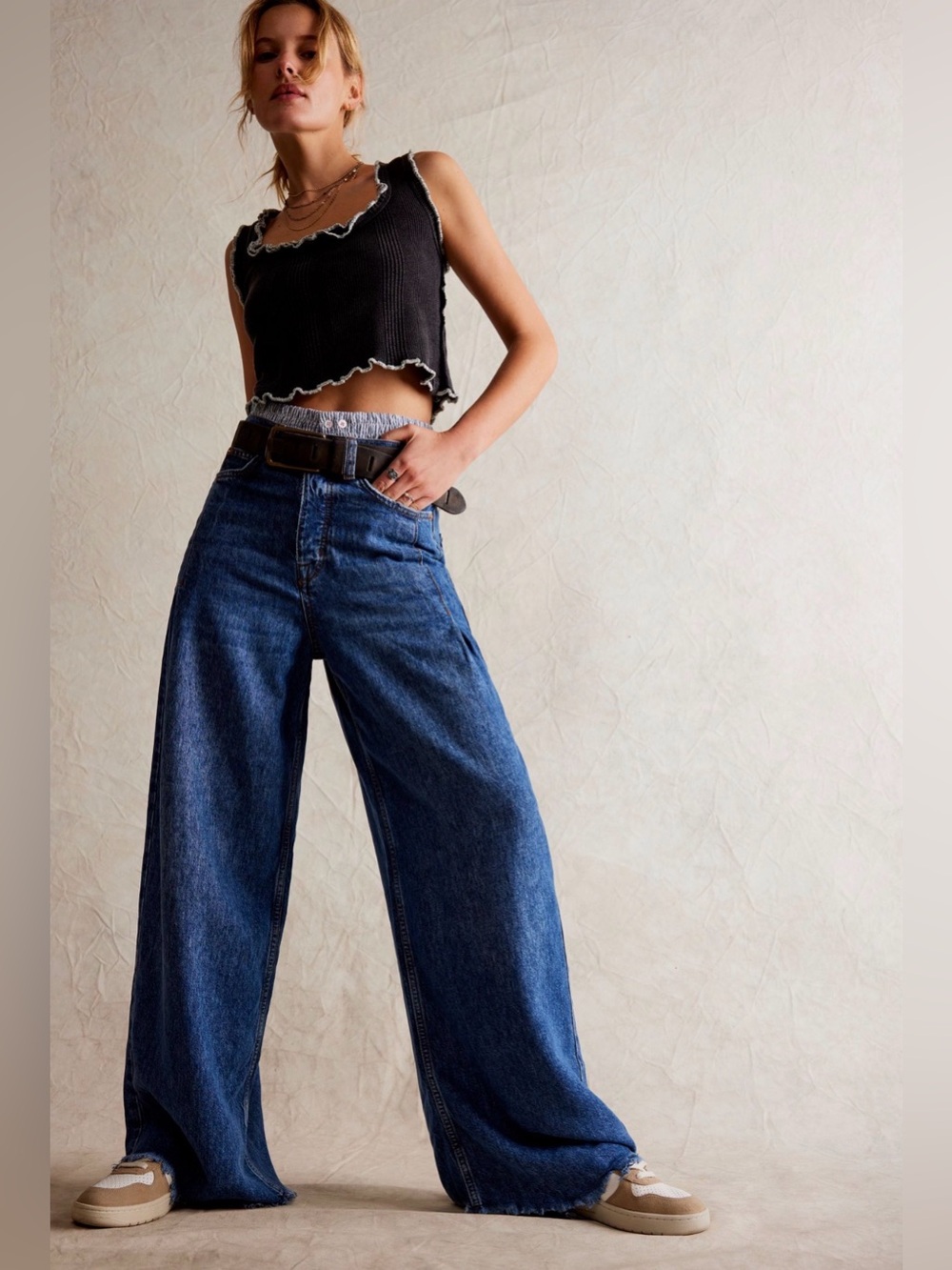 New We The Free by Free People Old West Slouchy Jeans with Frayed Hem